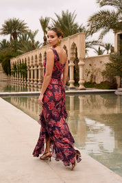 Falda Yara Estampado Floral Berenjena