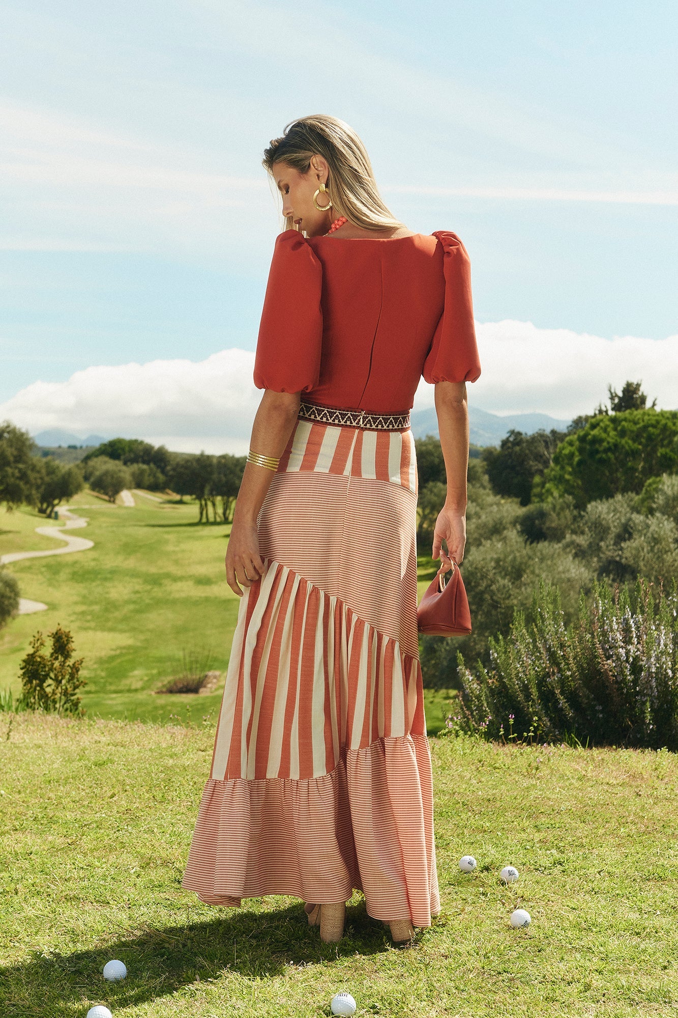 Falda Aurora Terracota Estampada