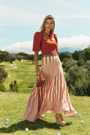 Falda Aurora Terracota Estampada