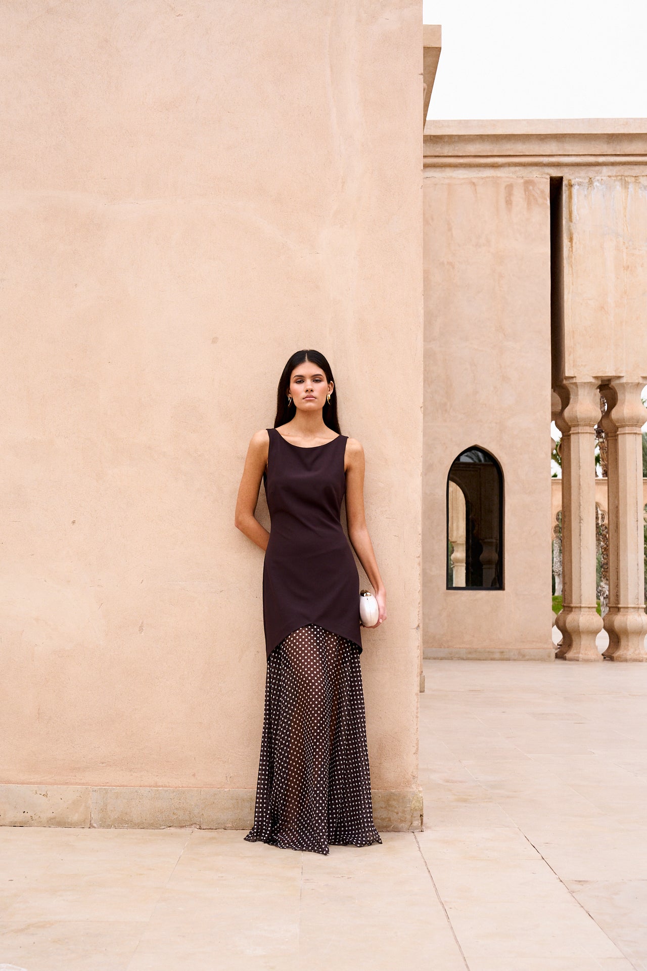 Vestido Nur Lunares Marrón