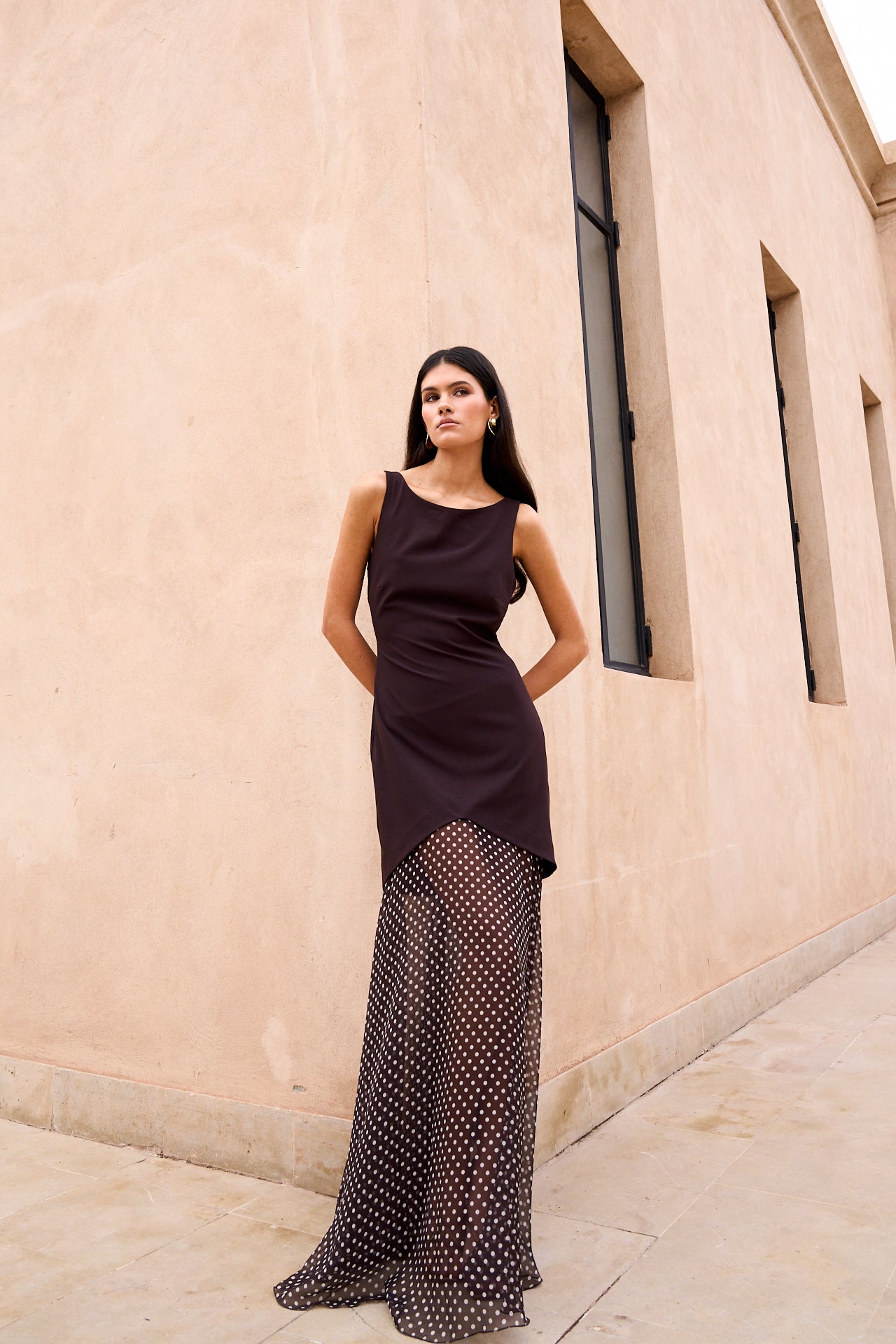 Vestido Nur Lunares Marrón