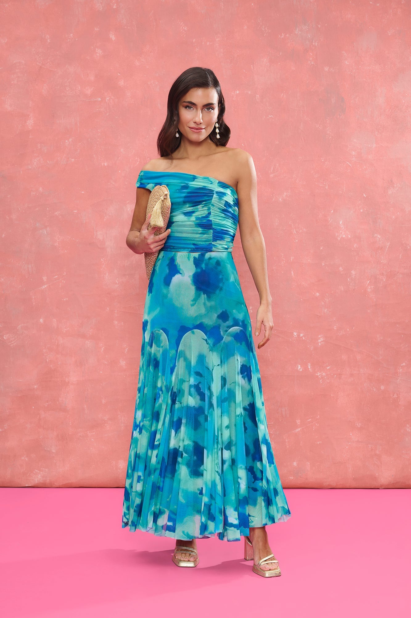 Falda Marisol Estampado Turquesa