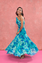 Falda Marisol Estampado Turquesa