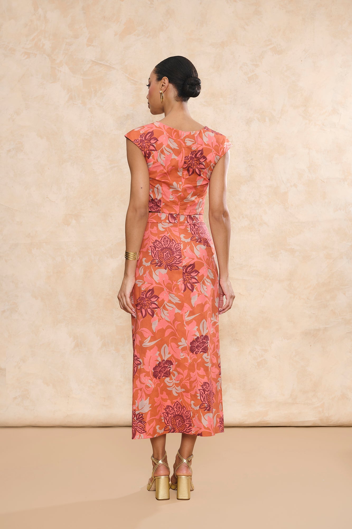 Falda Rumba Estampado Flores Coral