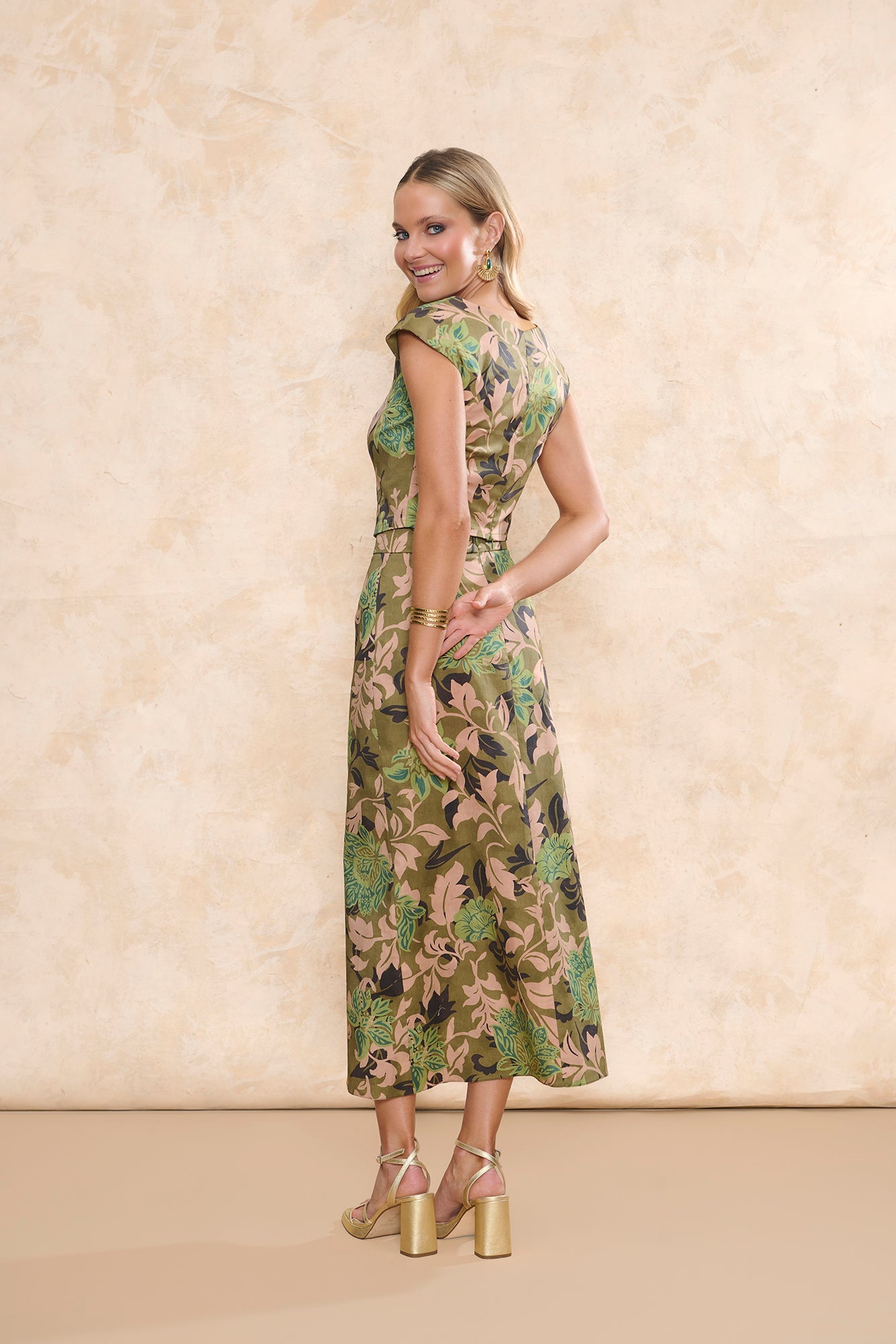 Falda Rumba Estampado Flores Verde