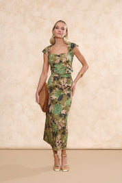 Falda Rumba Estampado Flores Verde