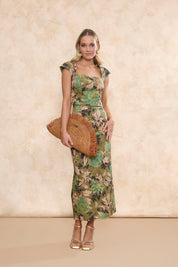 Falda Rumba Estampado Flores Verde