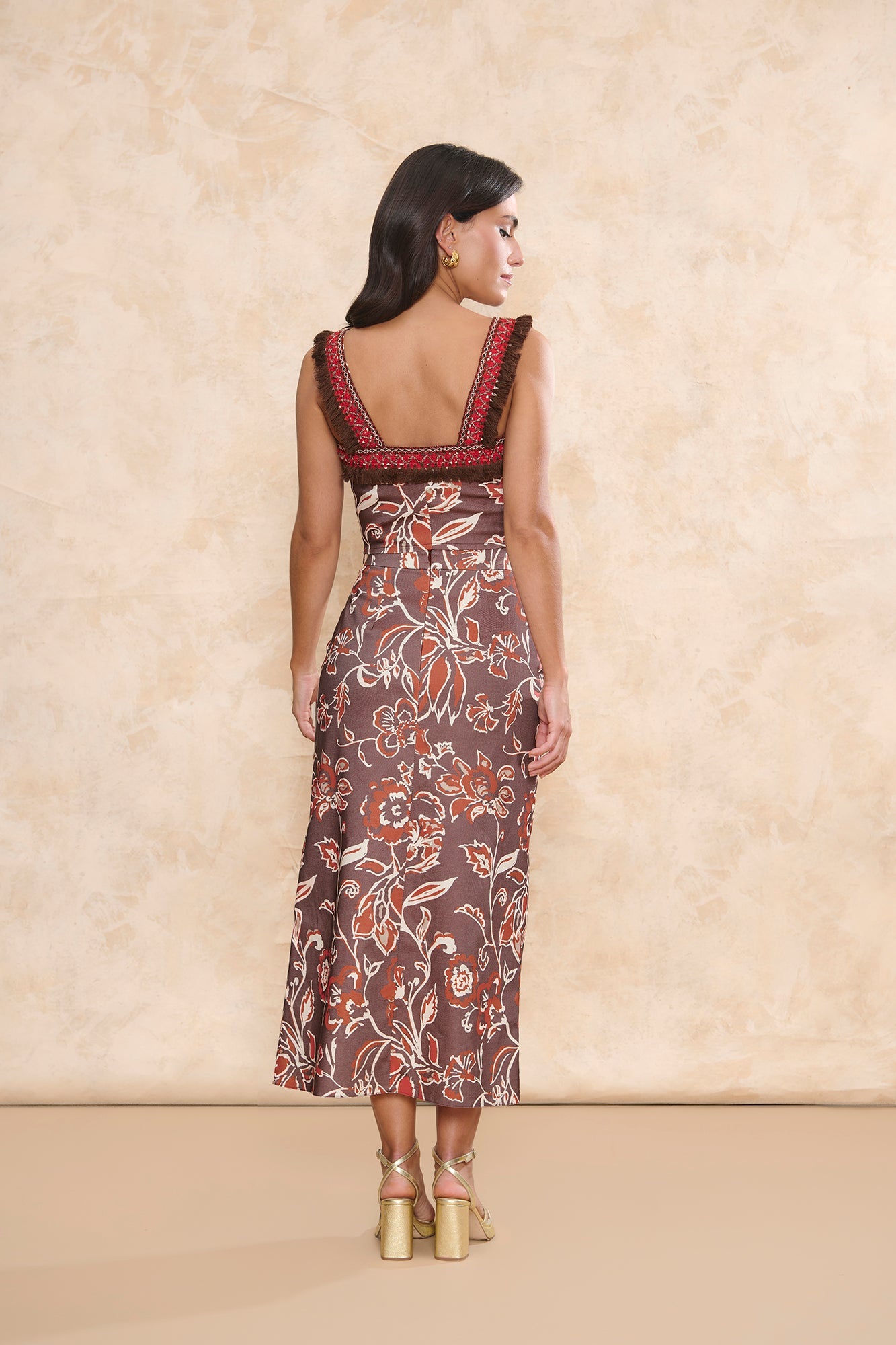 Falda Solera Estampado Marrón