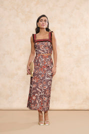 Falda Solera Estampado Marrón