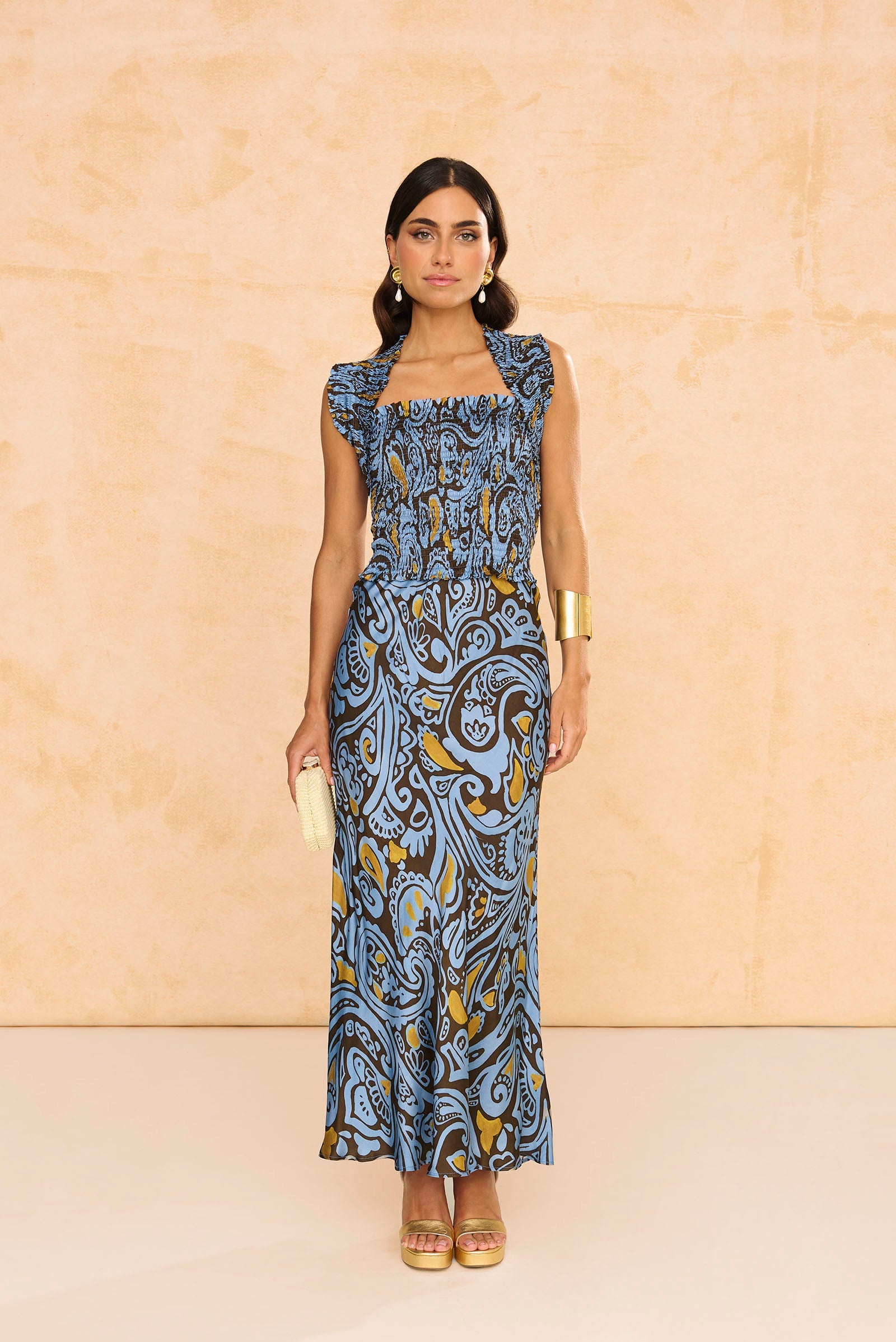 Falda Midi Terra Azul