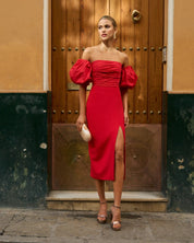 Vestido Midi Manuela Rojo
